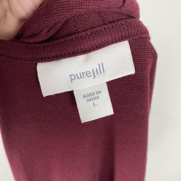 Pure Jill Womens Bordeaux Cardigan Sweater Sz Large Multi-Way Wrap Burgundy - Picture 7 of 8